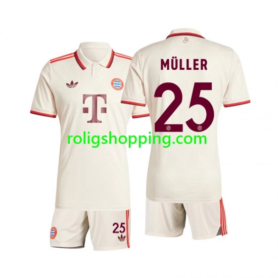 Fotbollströja FC Bayern München Muller 25 Barn Tredjeställ 2024-2025 Kort ärm