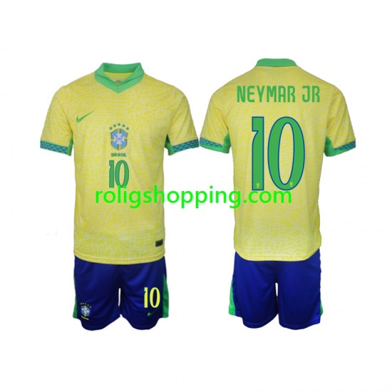 Fotbollströja Brasilien Neymar JR 10 Barn Hemmaställ 2024 Kort ärm