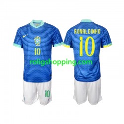 Fotbollströja Brasilien Ronaldinho 10 Barn Bortaställ 2024 Kort ärm