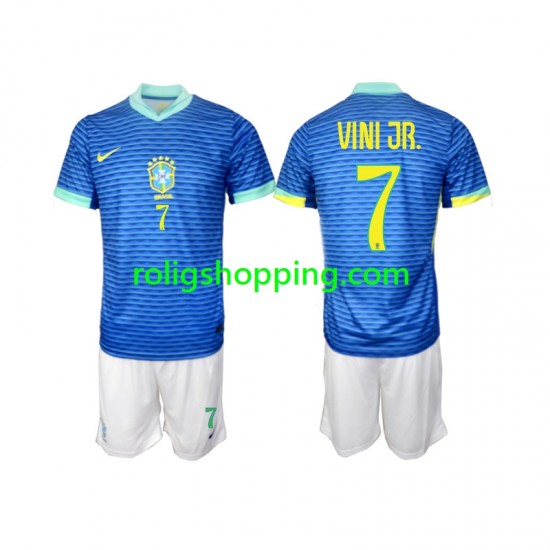 Fotbollströja Brasilien VINI JR 7 Barn Bortaställ 2024 Kort ärm