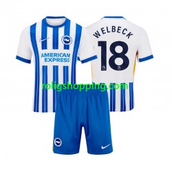 Fotbollströja Brighton Hove Albion WELBECK 18 Barn Hemmaställ 2024-2025 Kort ärm