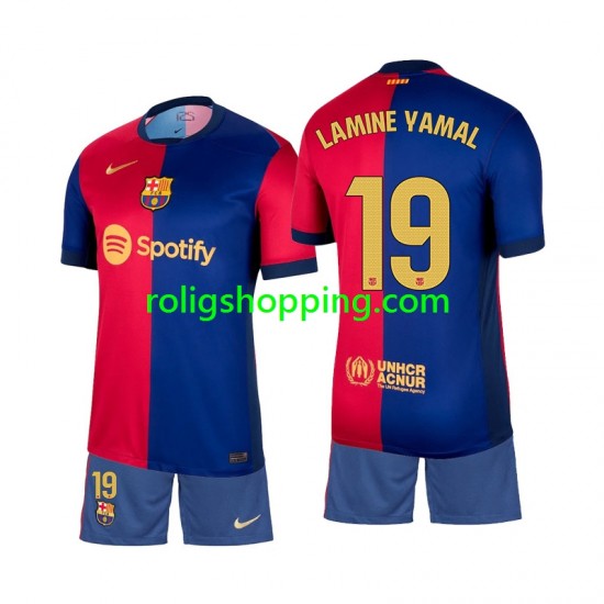 Fotbollströja FC Barcelona Lamine Yamal 19 Barn Hemmaställ 2024-2025 Kort ärm