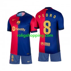 Fotbollströja FC Barcelona Pedro 8 Barn Hemmaställ 2024-2025 Kort ärm