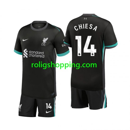 Fotbollströja Liverpool Chiesa 14 Barn Bortaställ 2024-2025 Kort ärm