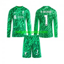 Fotbollströja Liverpool Alisson Becker 1 Målvakt Barn Bortaställ 2024-2025 Lång ärm