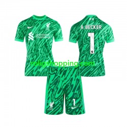 Fotbollströja Liverpool Alisson Becker 1 Målvakt Barn Bortaställ 2024-2025 Kort ärm