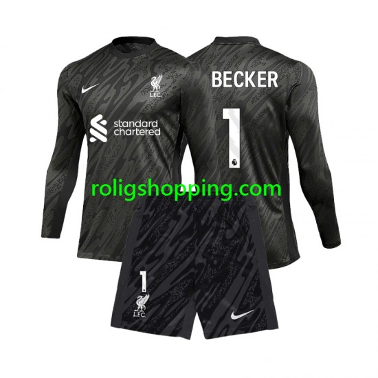 Fotbollströja Liverpool Alisson Becker 1 Målvakt Barn Hemmaställ 2024-2025 Lång ärm