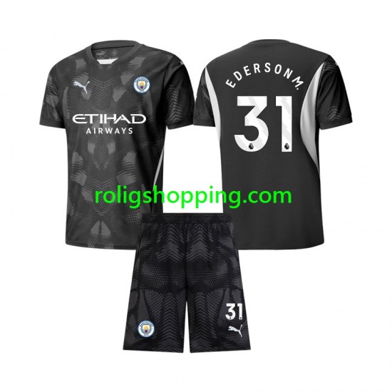 Fotbollströja Manchester City Ederson Moraes 31 Målvakt Barn Fjärdeställ 2024-2025 Kort ärm