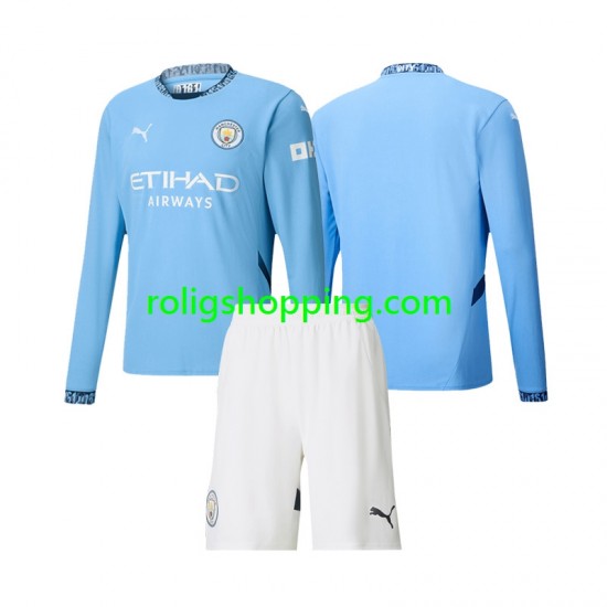 Fotbollströja Manchester City Barn Hemmaställ 2024-2025 Lång ärm