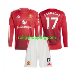 Fotbollströja Manchester United Alejandro Garnacho 17 Barn Hemmaställ 2024-2025 Lång ärm