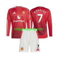 Fotbollströja Manchester United Cristiano Ronaldo 7 Barn Hemmaställ 2024-2025 Lång ärm