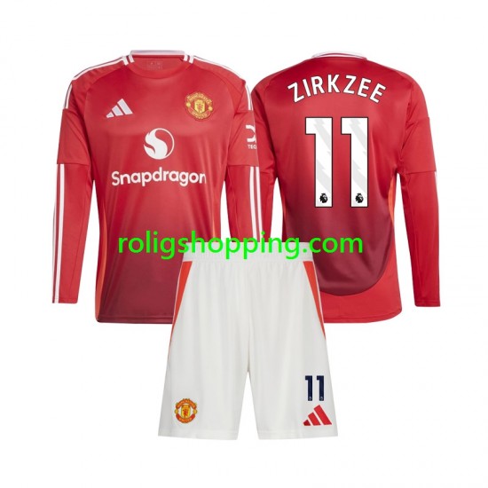 Fotbollströja Manchester United Joshua Zirkzee 11 Barn Hemmaställ 2024-2025 Lång ärm