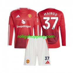 Fotbollströja Manchester United Kobbie Mainoo 37 Barn Hemmaställ 2024-2025 Lång ärm