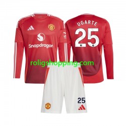 Fotbollströja Manchester United Manuel Ugarte 25 Barn Hemmaställ 2024-2025 Lång ärm