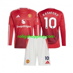 Fotbollströja Manchester United Marcus Rashford 10 Barn Hemmaställ 2024-2025 Lång ärm