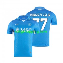 Fotbollströja SSC Napoli Khvicha Kvaratskhelia 77 Män Hemmaställ 2024-2025 Kort ärm
