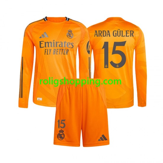 Fotbollströja Real Madrid Arda Guler 15 Barn Bortaställ 2024-2025 Lång ärm