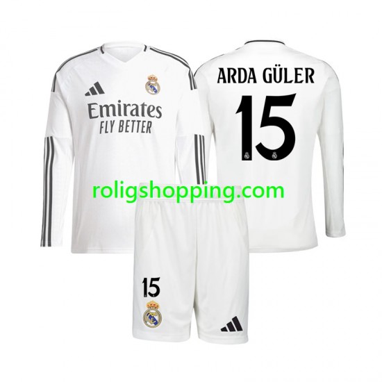 Fotbollströja Real Madrid Arda Guler 15 Barn Hemmaställ 2024-2025 Lång ärm