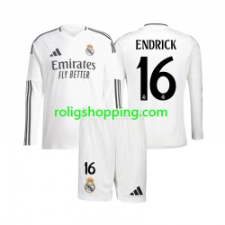 Fotbollströja Real Madrid Endrick 16 Barn Hemmaställ 2024-2025 Lång ärm
