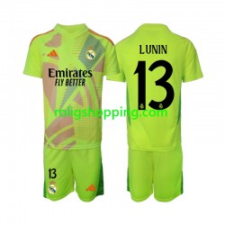 Fotbollströja Real Madrid Lunin 13 Målvakt Barn Fjärdeställ 2024-2025 Kort ärm