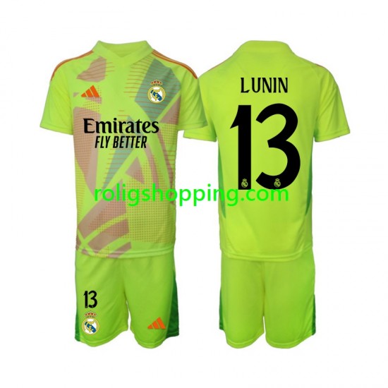 Fotbollströja Real Madrid Lunin 13 Målvakt Barn Fjärdeställ 2024-2025 Kort ärm