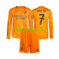 Fotbollströja Real Madrid Vinicius Junior 7 Barn Bortaställ 2024-2025 Lång ärm