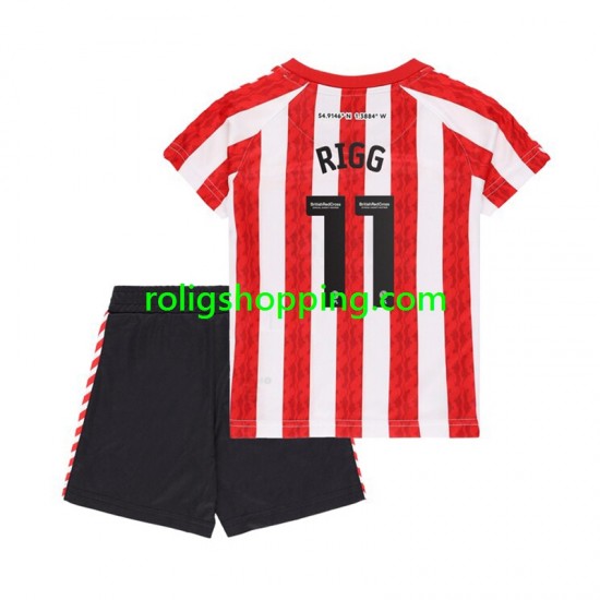 Fotbollströja Sunderland Chris Rigg 11 Barn Hemmaställ 2024-2025 Kort ärm