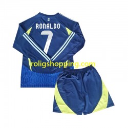 Fotbollströja Al Nassr Cristiano Ronaldo 7 Barn Bortaställ 2024-2025 Lång ärm