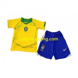 Fotbollströja Brasilien Retro Barn Hemmaställ 2004 Kort ärm
