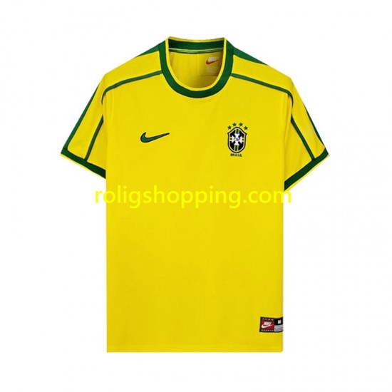 Fotbollströja Brasilien 1998 Retro Män Hemmaställ Kort ärm
