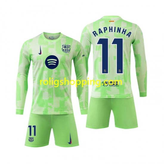 Fotbollströja FC Barcelona Raphinha 11 Barn Tredjeställ 2024-2025 Lång ärm