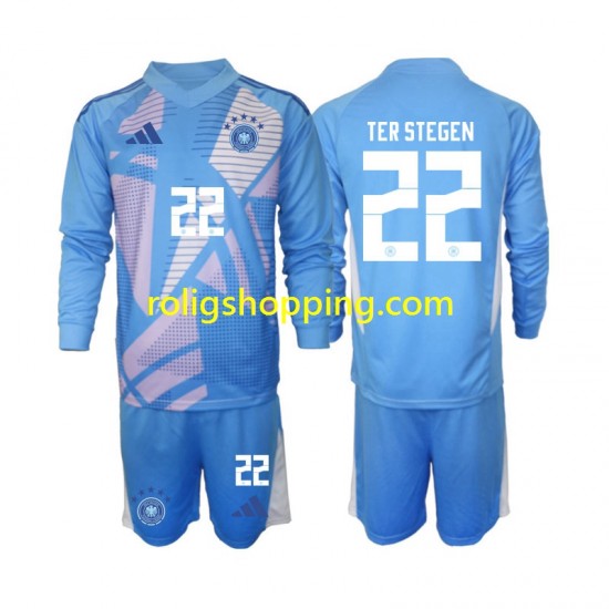 Fotbollströja Tyskland Ter Stegen 22 Målvakt Barn Fjärdeställ 2024-2025 Lång ärm