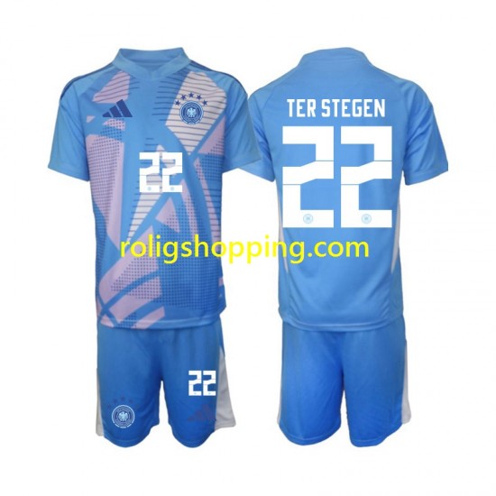 Fotbollströja Tyskland Ter Stegen 22 Målvakt Barn Fjärdeställ 2024-2025 Kort ärm