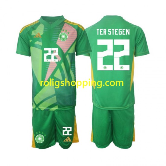 Fotbollströja Tyskland Ter Stegen 22 Målvakt Barn Tredjeställ 2024-2025 Kort ärm