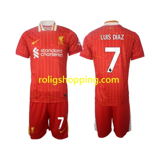Fotbollströja Liverpool Luis Diaz 7 Barn Hemmaställ 2024-2025 Kort ärm