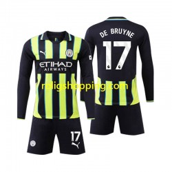 Fotbollströja Manchester City Kevin De Bruyne 17 Barn Bortaställ 2024-2025 Lång ärm