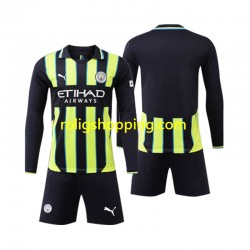 Fotbollströja Manchester City Barn Bortaställ 2024-2025 Lång ärm