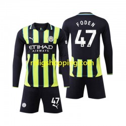 Fotbollströja Manchester City Phil Foden 47 Barn Bortaställ 2024-2025 Lång ärm