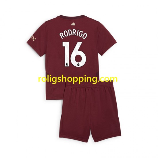 Fotbollströja Manchester City RODRIGO 16 Barn Tredjeställ 2024-2025 Kort ärm
