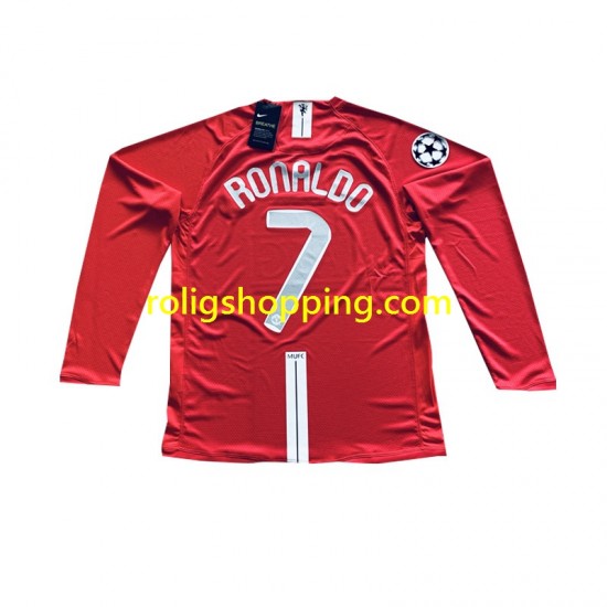 Fotbollströja Manchester United Cristiano Ronaldo 7 Champion League 2007 Retro Män Hemmaställ Lång ärm