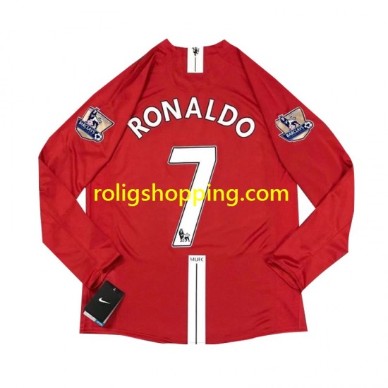 Fotbollströja Manchester United Cristiano Ronaldo 7 2007 Retro Män Hemmaställ Lång ärm