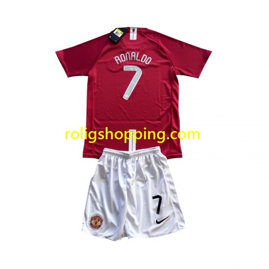 Fotbollströja Manchester United Cristiano Ronaldo 7 Champion League 2007 Retro Barn Hemmaställ Kort ärm