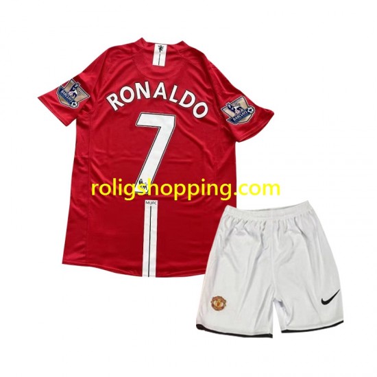 Fotbollströja Manchester United Cristiano Ronaldo 7 2007 Retro Barn Hemmaställ Kort ärm