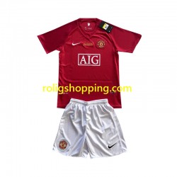 Fotbollströja Manchester United Champion League 2007 Barn Hemmaställ Kort ärm