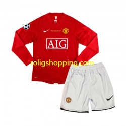 Fotbollströja Manchester United Champion League 2007 Retro Barn Hemmaställ Lång ärm