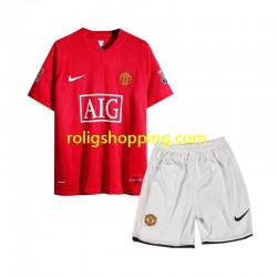 Fotbollströja Manchester United 2007 Retro Barn Hemmaställ Kort ärm