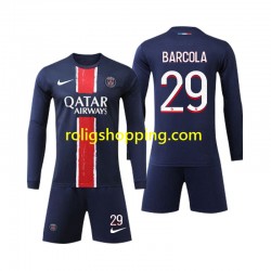 Fotbollströja Paris Saint-Germain Bradley Barcola 29 Barn Hemmaställ 2024-2025 Lång ärm