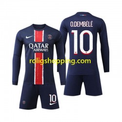 Fotbollströja Paris Saint-Germain O Dembele 10 Barn Hemmaställ 2024-2025 Lång ärm