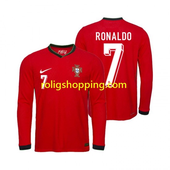 Fotbollströja Portugal Ronaldo 7 Män Hemmaställ Euro 2024 Lång ärm