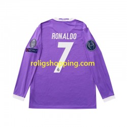 Fotbollströja Real Madrid Cristiano Ronaldo 7 2016 Retro Män Bortaställ Lång ärm